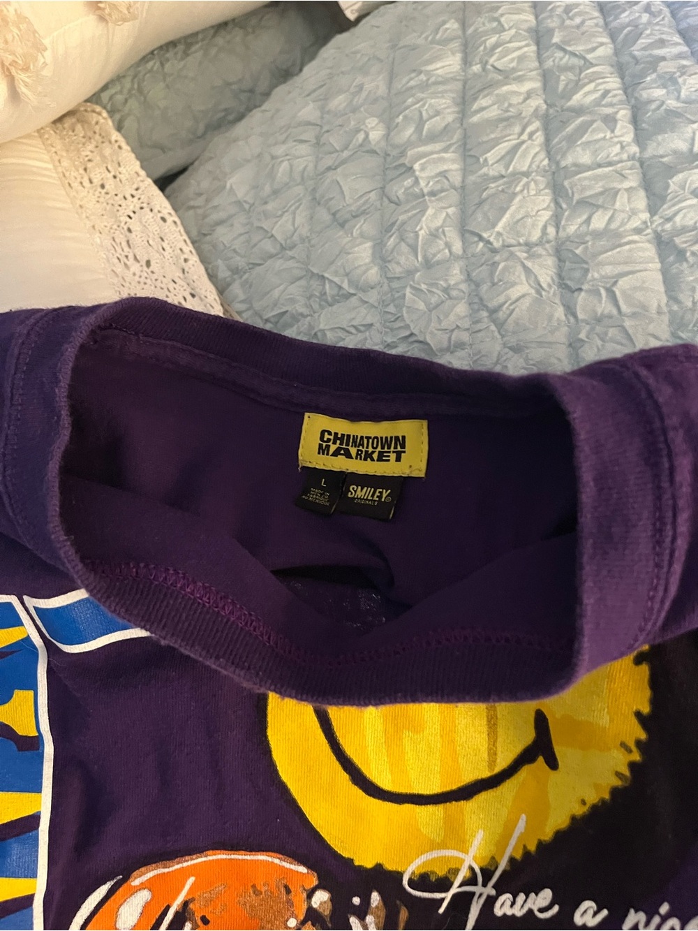 Mens Purple Smiley Graphic Tee